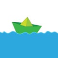 Paper boat at sea color vector