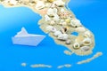 Paper boat stands off the coast of Florida