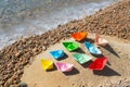 Paper boats at the beach Royalty Free Stock Photo
