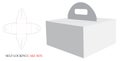 Paper Box with Handle Template, Vector with die cut / laser cut layers. Delivery Cake Box. Self Lock, Cut and Fold