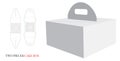 Paper Box with Handle Template, Vector with die cut / laser cut layers. Delivery Cake Box