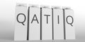 Paper boxes with QATIQ text. 3D rendering Royalty Free Stock Photo