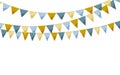 Paper bunting party flags isolated on white Royalty Free Stock Photo