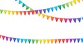 Paper bunting party flags isolated on white Royalty Free Stock Photo