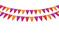 Paper bunting party flags isolated on white Royalty Free Stock Photo