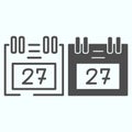 Paper calendar line and glyph icon. Desk calendar vector illustration isolated on white. Reminder on spiral outline