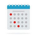 Paper calendar marked with dates vector flat isolated