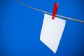 Paper card hanging on the rope Royalty Free Stock Photo