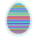 Paper card template with multicolor striped easter egg