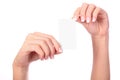 Paper card in woman hands