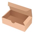 Paper cardboard box template. Open brown empty carton