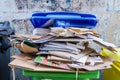 Paper and cardboard in recycle bin Royalty Free Stock Photo