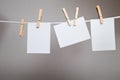 Paper cards on clothes-pegs Royalty Free Stock Photo