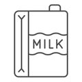 Paper carton of milk thin line icon, dairy products concept, dairy product box sign on white background, Milk Carton Royalty Free Stock Photo