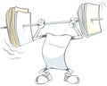 Paper cartoon character lifting the barbell.