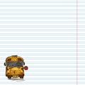 Paper cell notebook with hand drawn sketch yellow school bus symbol Back to school theme Education concept Vintage Royalty Free Stock Photo