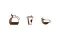 Paper and ceramic or glass cup filled with coffee, cattle filled with coffee. Cofee cups creative vector icons. Logo, design Royalty Free Stock Photo