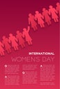 Paper chain women shape, International Women`s Day concept layout poster template design illustration isolated on pink gradients