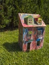 Paper children house made by corrugated fiberboard.Kid toy. Royalty Free Stock Photo