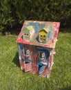 Paper children house made by corrugated fiberboard.Kid toy. Royalty Free Stock Photo