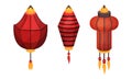 Paper Chinese Lantern as Festive Luminaria Vector Set Royalty Free Stock Photo