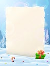 Paper for christmas list sticking out of snow Royalty Free Stock Photo