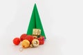Paper christmas tree ,with  ball and gift,ornament Royalty Free Stock Photo