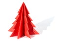 Paper Christmas tree, origami isolated on white background