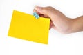 Paper cilp and yellow paper Royalty Free Stock Photo