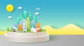 Paper city background vector green town design