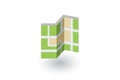 Paper city map, route, navigation isometric flat icon. 3d vector