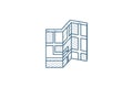 paper city map, route, navigation isometric icon. 3d line art technical drawing. Editable stroke vector