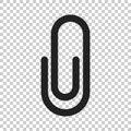 Paper clip attachment vector icon. Paperclip illustration on iso Royalty Free Stock Photo