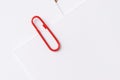 Paper clip with blank white business card Royalty Free Stock Photo