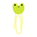 Paper clip with frog, cute sticker for for diary, bullet journal, daily planner, stories, post, tamplate. Study, work