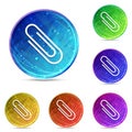 Paper clip icon digital abstract round buttons set illustration Royalty Free Stock Photo