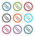 Paper clip icon flat round buttons set illustration design Royalty Free Stock Photo