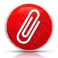Paper clip icon metallic grunge abstract red round button illustration