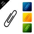 Paper clip icon isolated on white background. Set icons colorful square buttons Royalty Free Stock Photo
