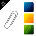 Paper clip icon isolated on white background. Set icons colorful square buttons Royalty Free Stock Photo