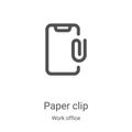 paper clip icon vector from work office collection. Thin line paper clip outline icon vector illustration. Linear symbol for use Royalty Free Stock Photo