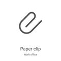 paper clip icon vector from work office collection. Thin line paper clip outline icon vector illustration. Linear symbol for use Royalty Free Stock Photo