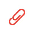 Paper Clip Red Icon On White Background. Red Flat Style Vector Illustration Royalty Free Stock Photo