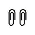 Paper clip Vector. Black office item. Simple binder symbol. Metallic stationery element. Royalty Free Stock Photo