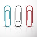 Paper Clip. Vector Blue Red and Black Clips Royalty Free Stock Photo