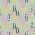 Paper clip vector seamless pattern. Royalty Free Stock Photo