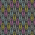 Paper clip vector seamless pattern. Royalty Free Stock Photo