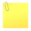 Paper clip and yellow sticker Royalty Free Stock Photo