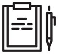 Paper on clipboard with pen. Document line icon Royalty Free Stock Photo