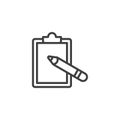 Paper clipboard with pen line icon Royalty Free Stock Photo